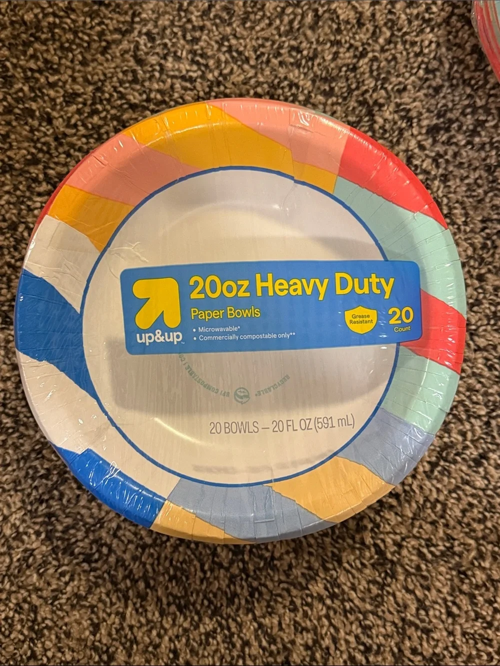 Multicolor 20oz Heavy Duty Paper Bowls - 20 Ct set of 2
